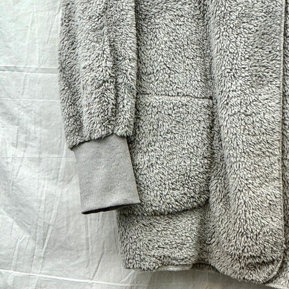 Fleece Open Front Hooded Fuzzy Cardigan w/ Pocket Women XL Light Gray Utyful - Picture 2 of 6
